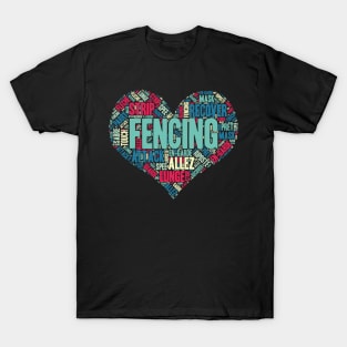 Fencing Heart Saber Epee Fence Gift product T-Shirt